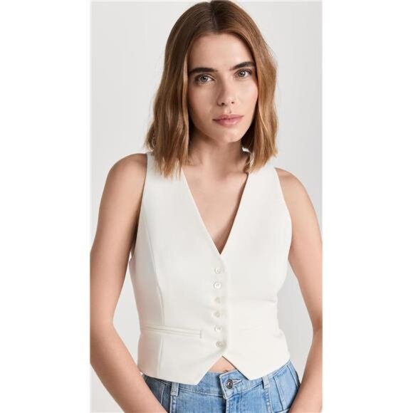 Favorite Daughter The Favorite Vest Ivory Scandi Off Duty Cropped Women's - Picture 2 of 14